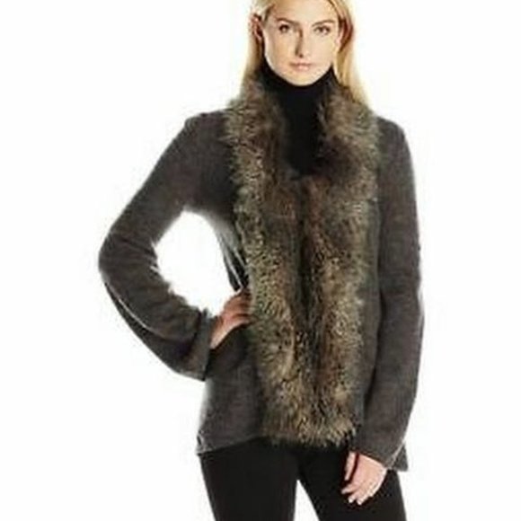 HEATHER B Womens Light Weight Faux Fur Boiled Wool Jacket, Medium - Picture 1 of 1